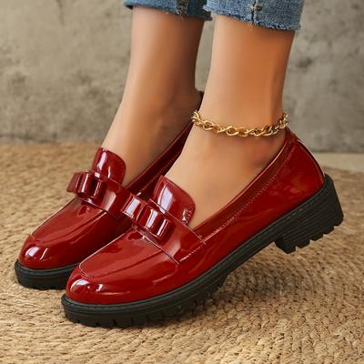 Pantofi sport cu toc înalt pentru femei, stil Office, cu vârf rotund, cu papion, pantofi sport cu toc jos, plus mărime, mocasini