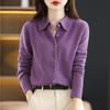 Herbst und Winter POLO-Kragen-Shirt Damen Oberbekleidung Lose Langarmpullover Strickjacke Top Jacke