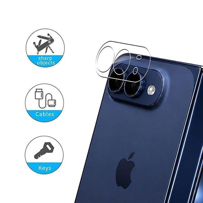 3 Protection Objectif Caméra pour iPhone Duo, Protection Verre Trempé Transparent Rigide