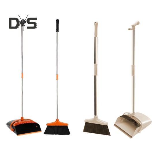 2Pcs/Set Long Handle Broom Dustpan Set Self-Cleaning Indoor Broom Floor Cleaning Soft Bristle Broom Dustpan Set