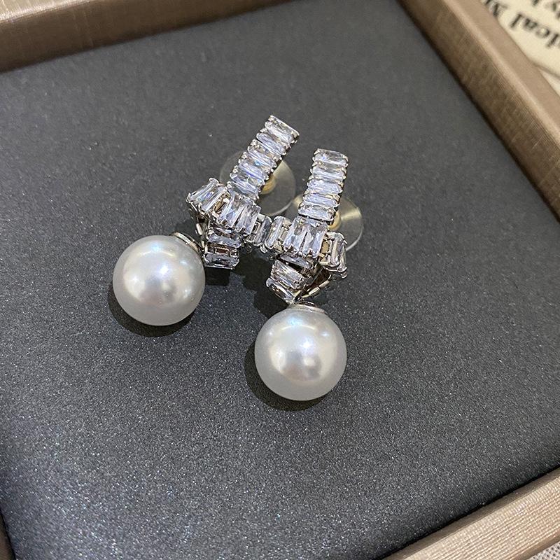 Francouzské retro geometrické náušnice s perlou - Exagerovaná high-end móda pro ženy