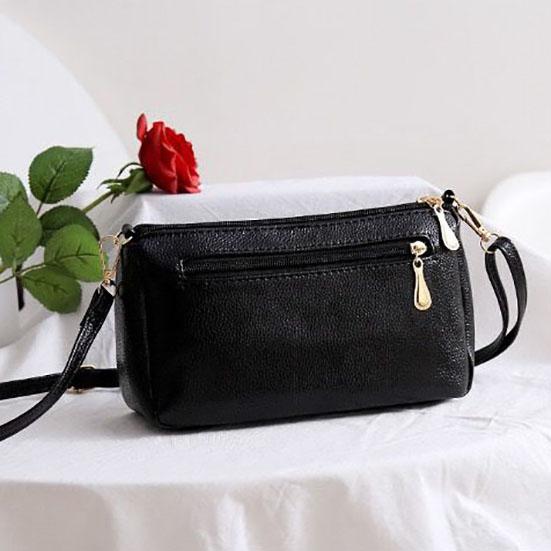 Dámská jednobarevná jednobarevná taška přes rameno Měkká kožená taška Messenger Bag Office Lady lehké nákupní tašky
