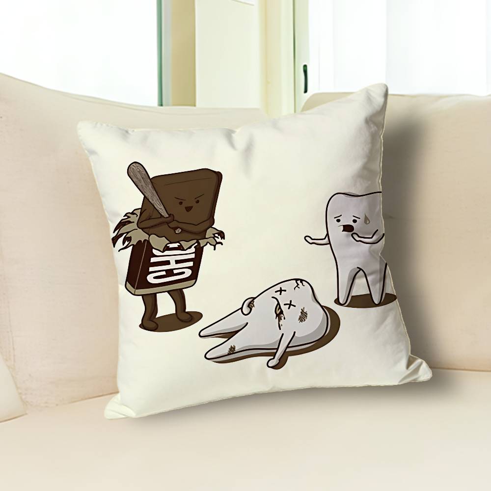 Dental Protect Tooth Cartoon Anime Celebrity Merchandise All-Match Printed Pillow Case Sofa Car Office Room Decoration Protector