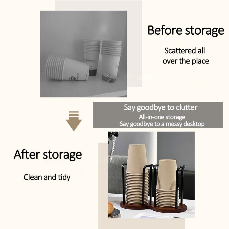 High-value paper cup holder disposable cup cup holder desktop coffee table storage rack tea cup coffee cup bamboo cup holder