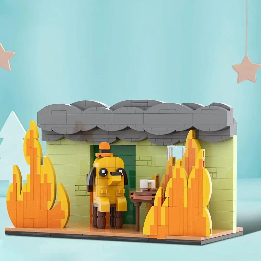 403 Pcs This is Fine Dog Building Blocks Puppy Animal Figure Calm in Fire Desktop Collectible Model Toys Fun Gift for Kid Adult