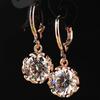 Elegant Fashion Women Rose Gold Plated White Crystal Stone Dangle Drop Earrings For Special Occasions