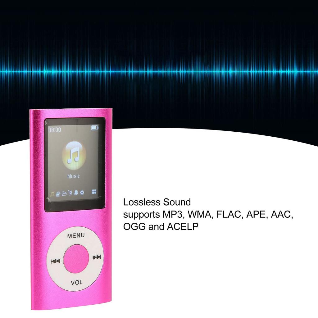 64GB MP3 Player, 1.8-inch Portable Digital Music Player with Voice Recording, FM Radio, 200mAh Battery, Easy To Carry, Rose