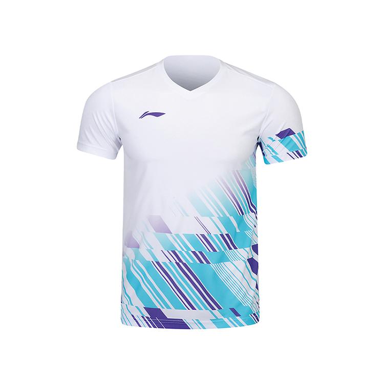Li Ning Badminton Series Printed V-Neck Breathable Versatile Short Sleeve T-Shirt And Mid-Rise Shorts Casual Sports Set Unisex Sports Set AATU053-2