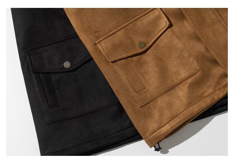 WANLEGETU Unisex Retro Suede Hunting Jacket J2625 - Spring/Autumn Workwear Style