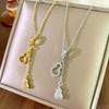 Women Shining Full Zircon Tassel Gourd Titanium Steel Clavicle Necklace