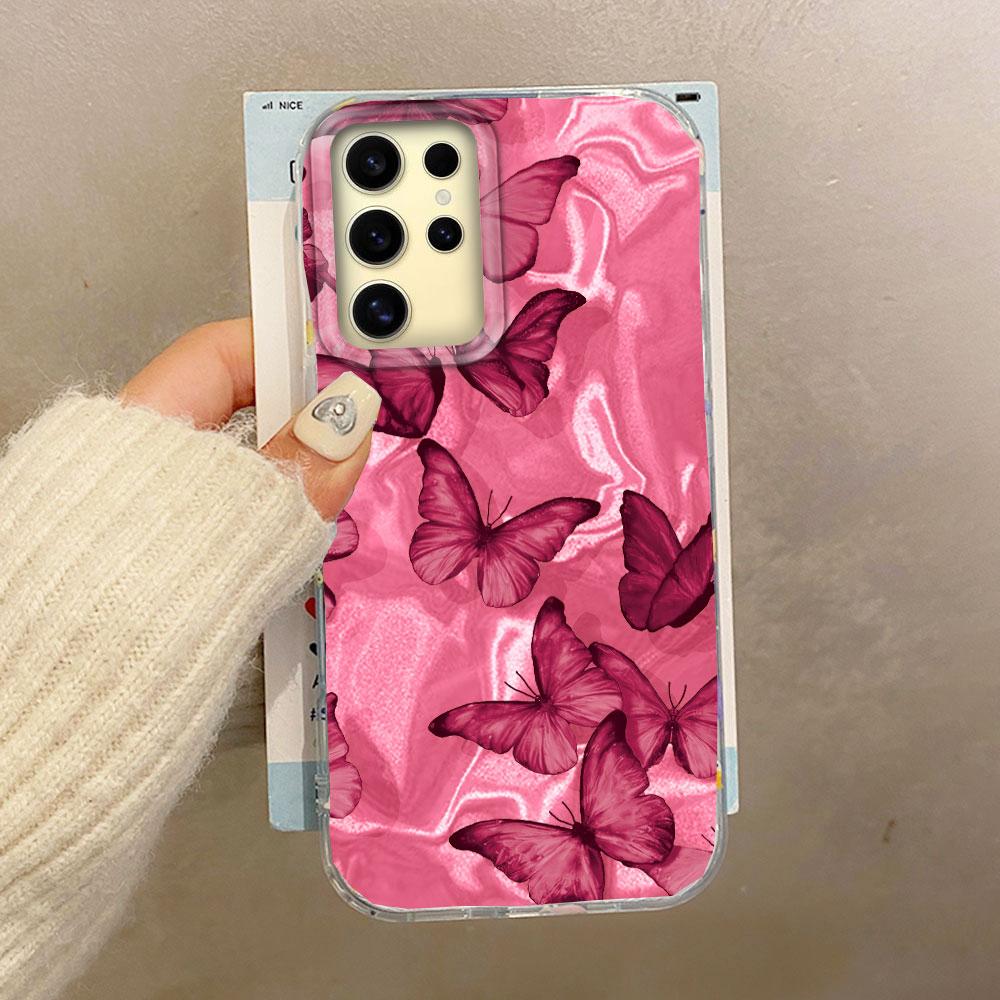 Purple Butterfly Water Wave Texture Phone Case for Samsung Galaxy S25 S24 S23 S22 S21 FE Plus Ultra Shell Silicone Back Cover