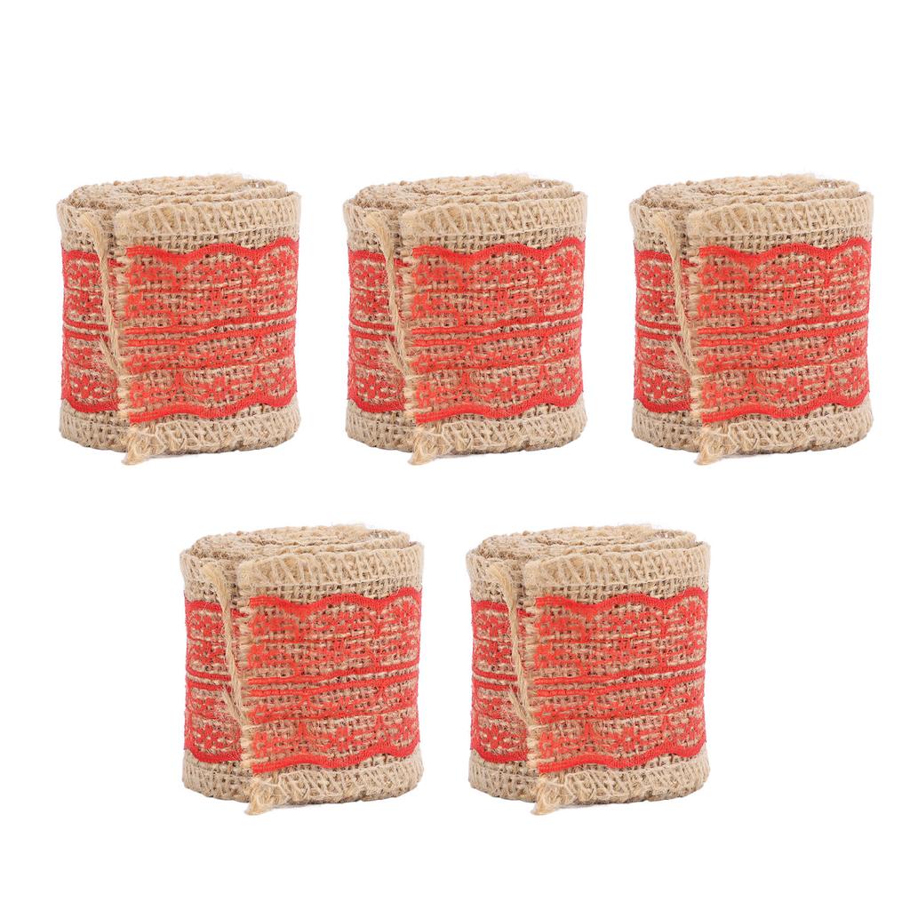 5 Rolls Burlap Lace Ribbon Decorative Jute Burlap Ribbon Roll for Crafts Festival Decor