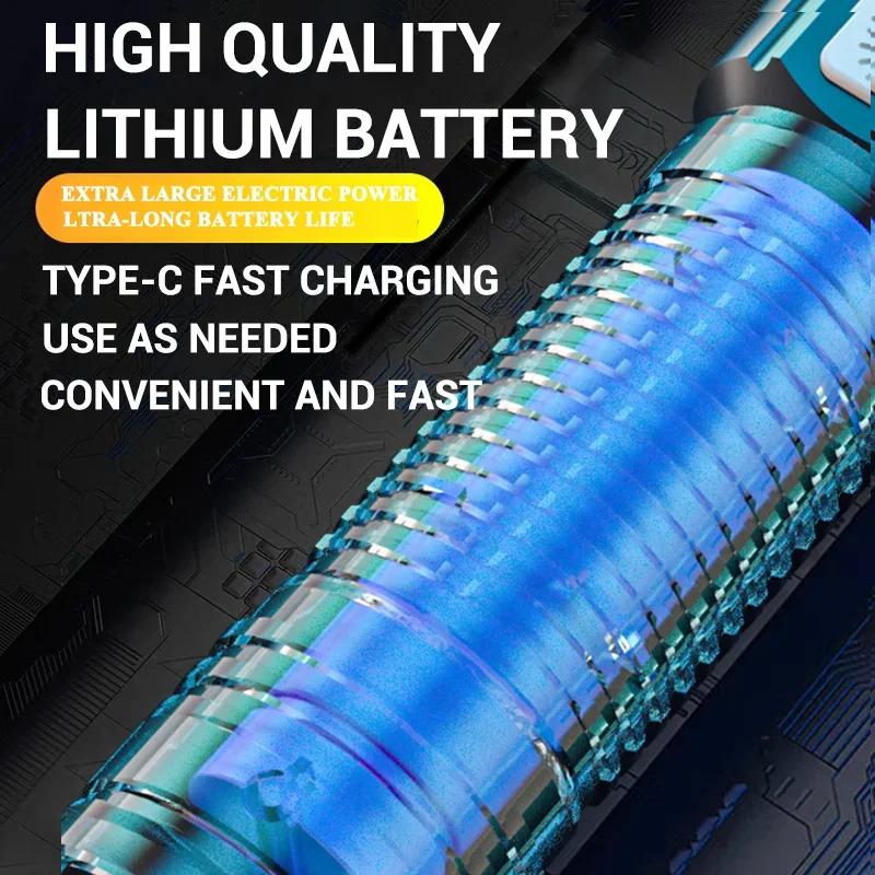 KDULIT High Power LED Tactical Flashlight USB Rechargeable Zoomable Super Bright Light Lamp Outdoor Emergency Spotlight Lantern