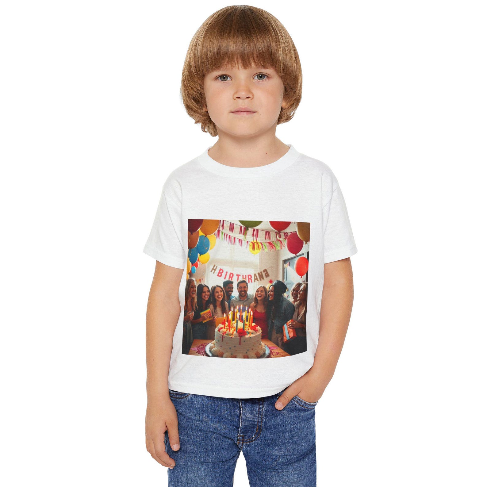 Birthday Party Photo Toddler T-shirt | Cake, Balloons, Banner 110