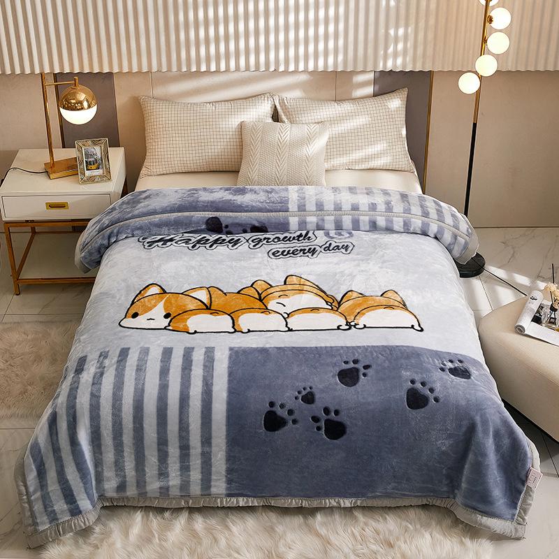 Double-Layer Thickened Raschel Blanket - Super Soft Anti-Static Fleece for Autumn/Winter, Perfect Wedding Gift.