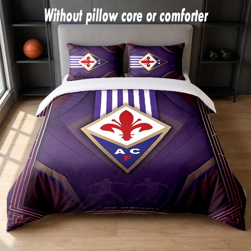 Fiorentina FC Design Bed Bedding Set 1 Duvet Cover + 2 Pillowcases Soft Breathable Household Bed Linens