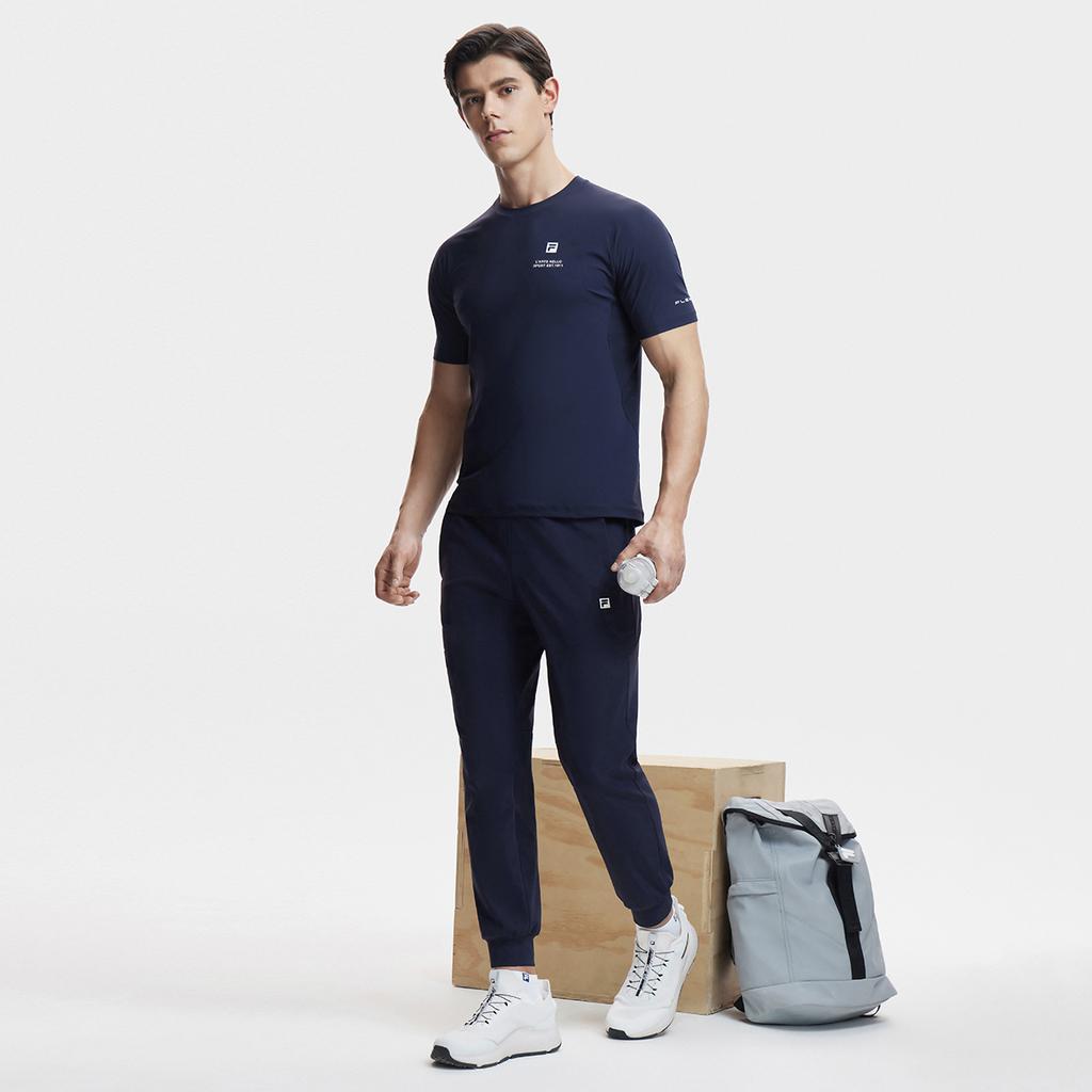 Fila Printed Letter Slim Fit Sports Knit Crew Neck Short Sleeve T-Shirt Men Tops Royal-Blue A11M421121FNV