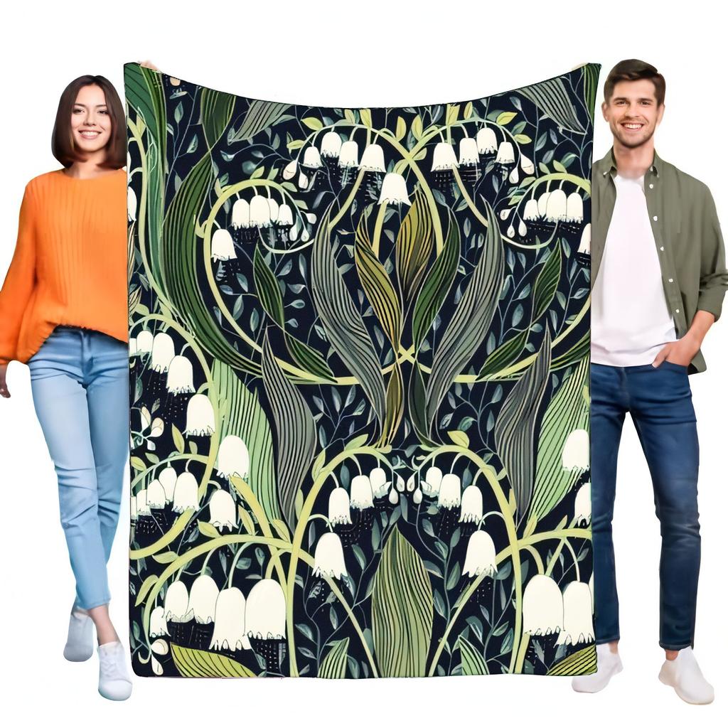 Floral Design Blanket Cozy Soft Throw for Bed and Sofa, Lightweight Warm Fleece Home Decor, Perfect Gift for Friends and Family,
