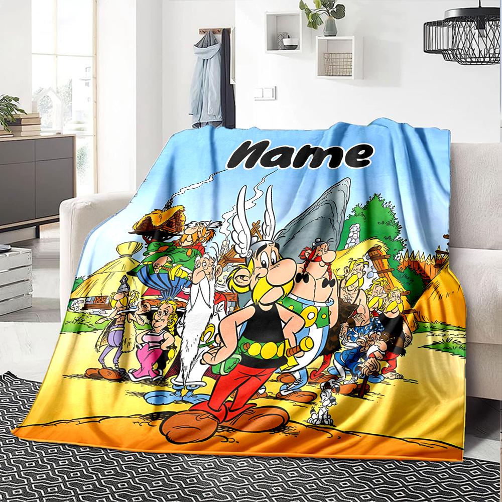 Personalisierbare Decke mit Namen und Persönlichkeit Asterix, Weich & Warm, für Sofa, Büro, Bett, Reise, Mittagspause, Geschenk, Geeignet für alle Jahreszeiten
