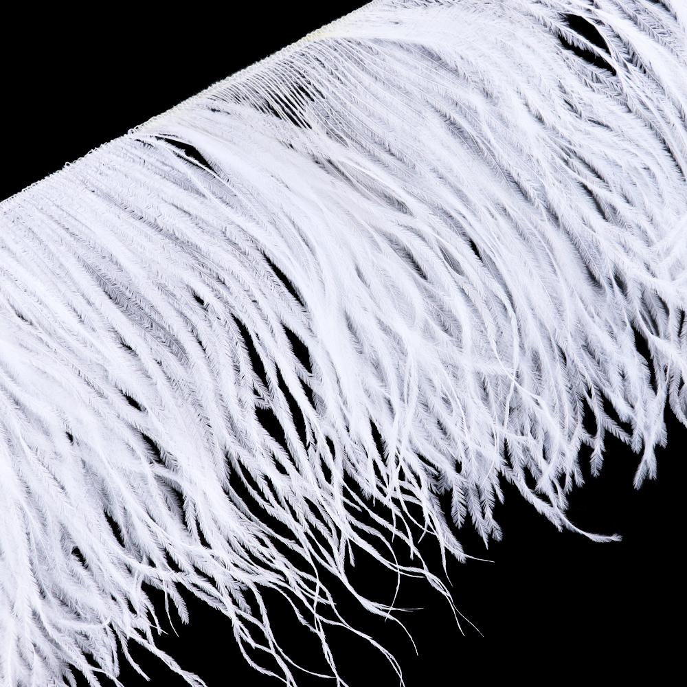 Feather1Meter White Ostrich Feathers Trim Fringe 10-15/15-18/18-22cm Plumes Ribbon For Wedding Crafts Dress Sewing  Party Accessories
