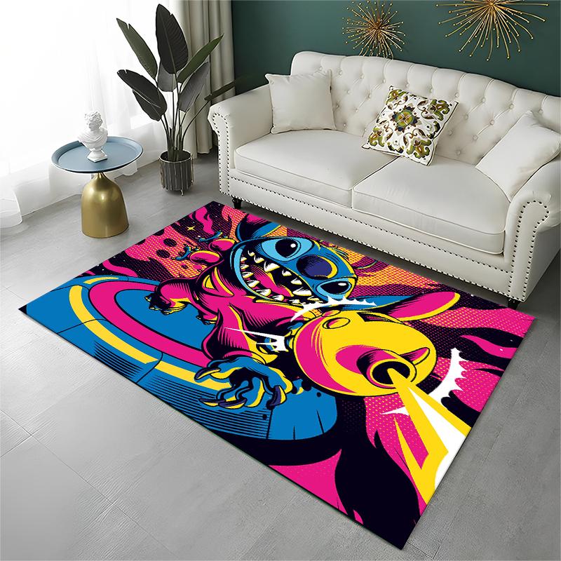 Cute S-Stitch Cartoon Non-Slip Area Rug for Living Room,Bedroom,Playroom,Soft Carpet Floor Mat Home Decor Rug Kids Room Gift