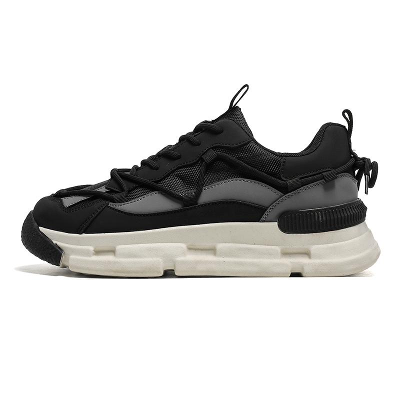 

Tide Trend Мужская обувь для папы на платформе Мужские студенческие осенне-зимние спортивные повседневные кроссовки для бега Прогулочная дорожная обувь 44 чёрный