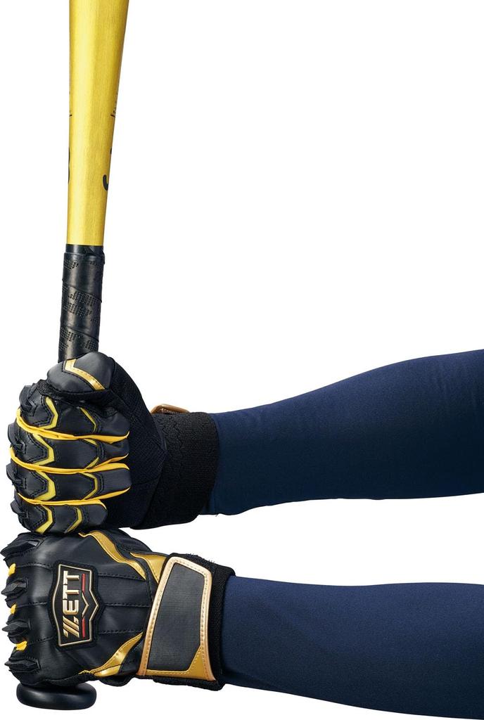 ZETT Pro Status Baseball Batting General Black x Yellow BG13011D Gloves, Ambidextrous, Use, (1953), Large,