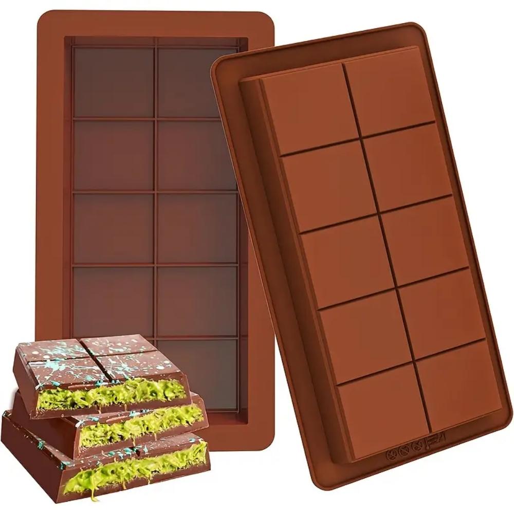 Chocolate Bar Mold Silicone, Large Filling Dubai Pistachio Deep Bar Mold Kit 1-inch Thick Large Package, Ideal for Making Homema