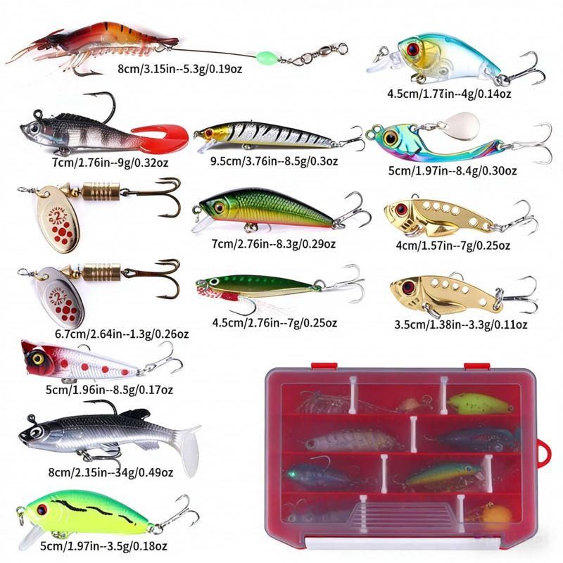 Lure bait set, biomimetic artificial bait, shiny spinnerbait, long-range hard bait, night fishing, specially designed for catchi