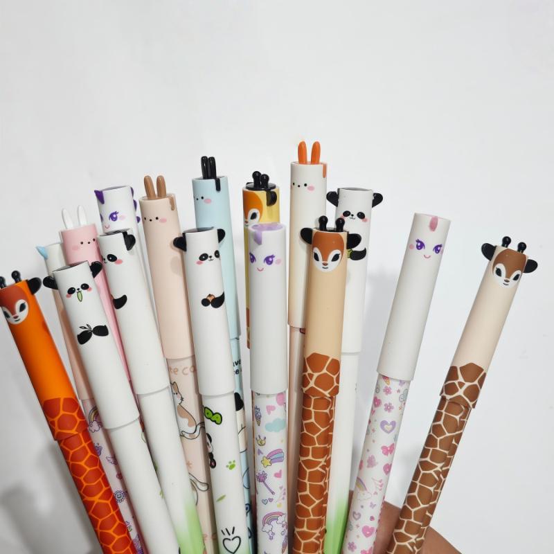 6/8/10Pcs Cute Animal Shaped Erasable Gel Pens Kawaii Writing Pens for Journaling Diary Office School Supplies Creative Gift