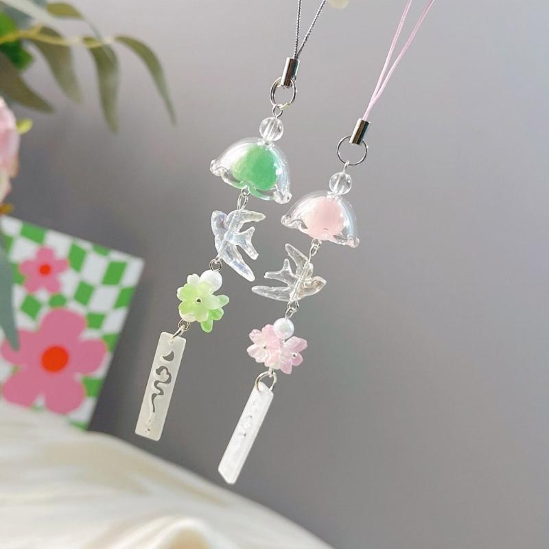 Handmade Beaded Bird Wind Chime Phone Chain Phone Embellishment Bag Decoration and Fashion Accessory for Bag and Phone