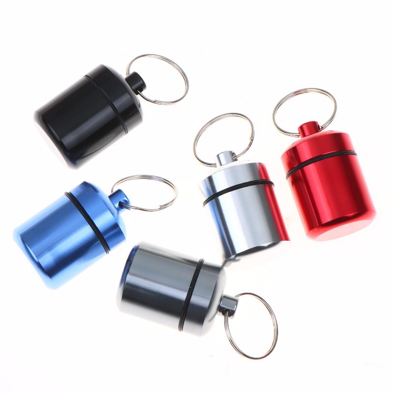 Aluminum Alloy Pill Case Keychain Portable Waterproof Mini Storage Container For Pills Earplugs And Small Items