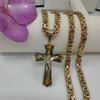2025 Bible Silver Color Jesus Cross  Pendants Necklaces Byzantine Long Chain Necklace for Men Jewelry