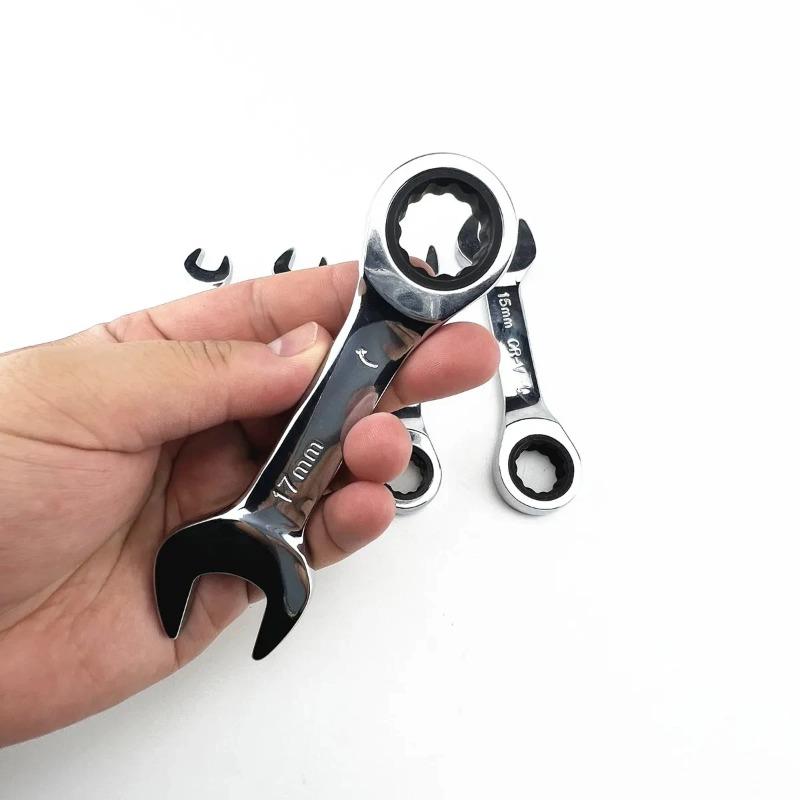 Short handle adjustable head ratchet wrench mini fast ratchet wrench labor-saving auto repair hardware dual-purpose wrench tool