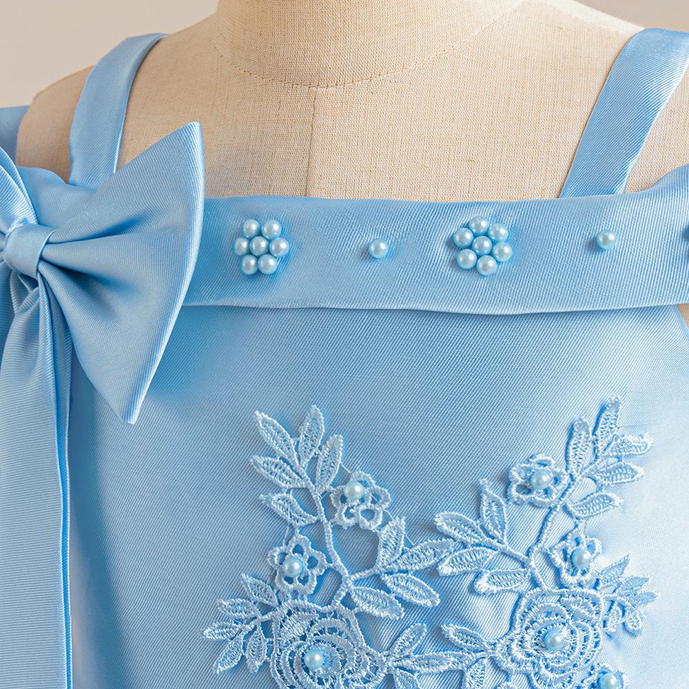 Flower Girl Princess Dress For Weddings Summer Kid Formal Bow Long Gown For School Evening Party Children New Year Cloth  ALP-0028