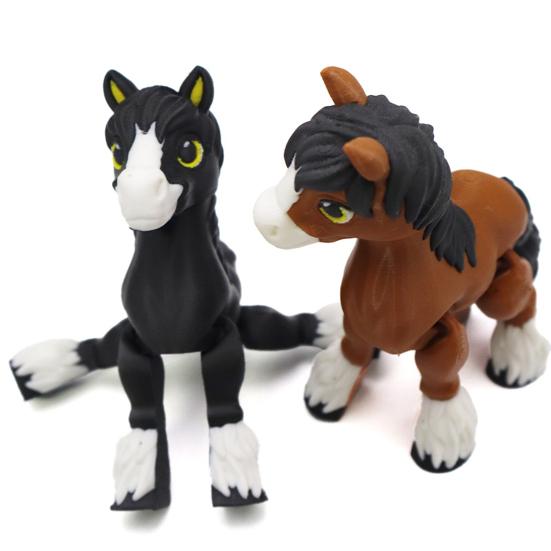 3D Printed Horse Figurine Movable Joints Pony Statue Stress Relief Fidget Toy Educational Animal Model Desktop Decoration Ornament