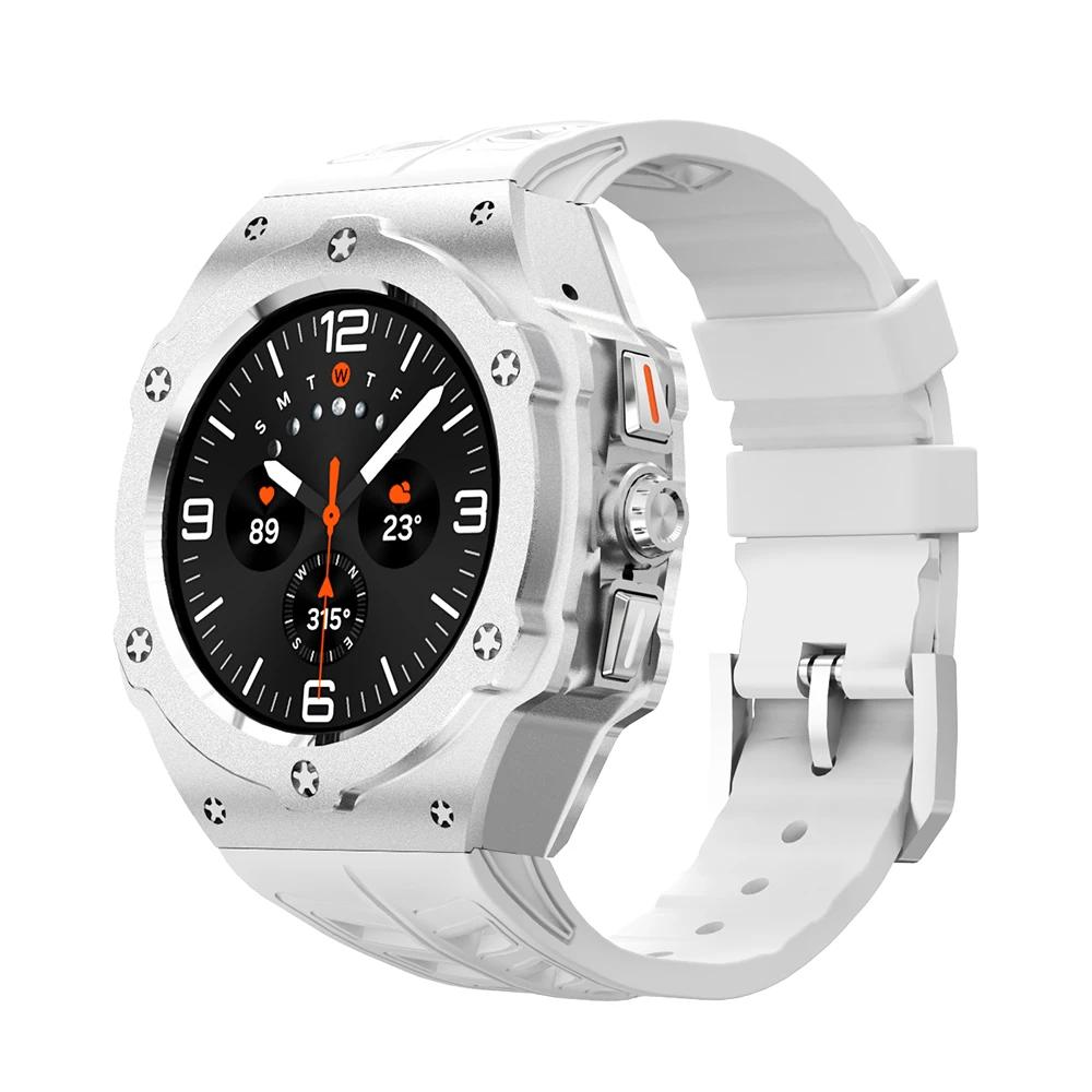 Kit de Modificação de Metal de Luxo para Samsung Galaxy Watch Ultra 47mm Caixa de Carbono Pulseira de Borracha Acessório DIY para Galaxy Watch 7 Ultra