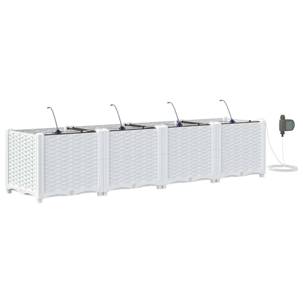 Garden Planter Set 4 pcs White 160 x 40 x 37.5 cm Plastic