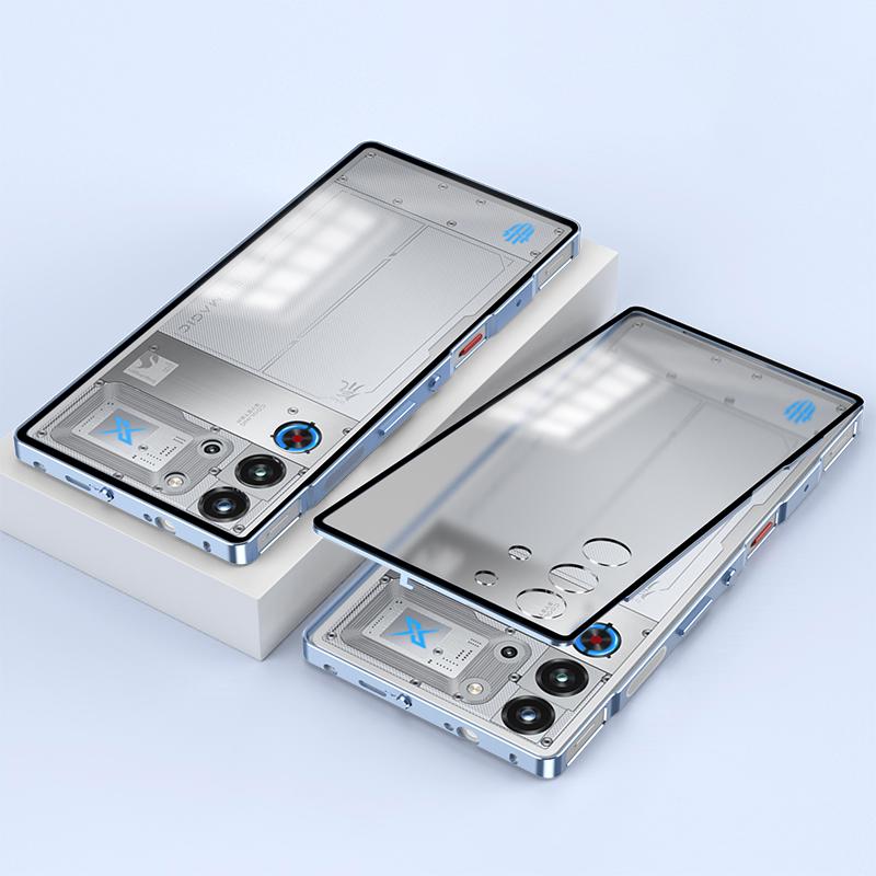 For ZTE nubia Red Magic 10 Pro 5G Case Metal Frame Matte PC Back Phone Cover with Snap Button
