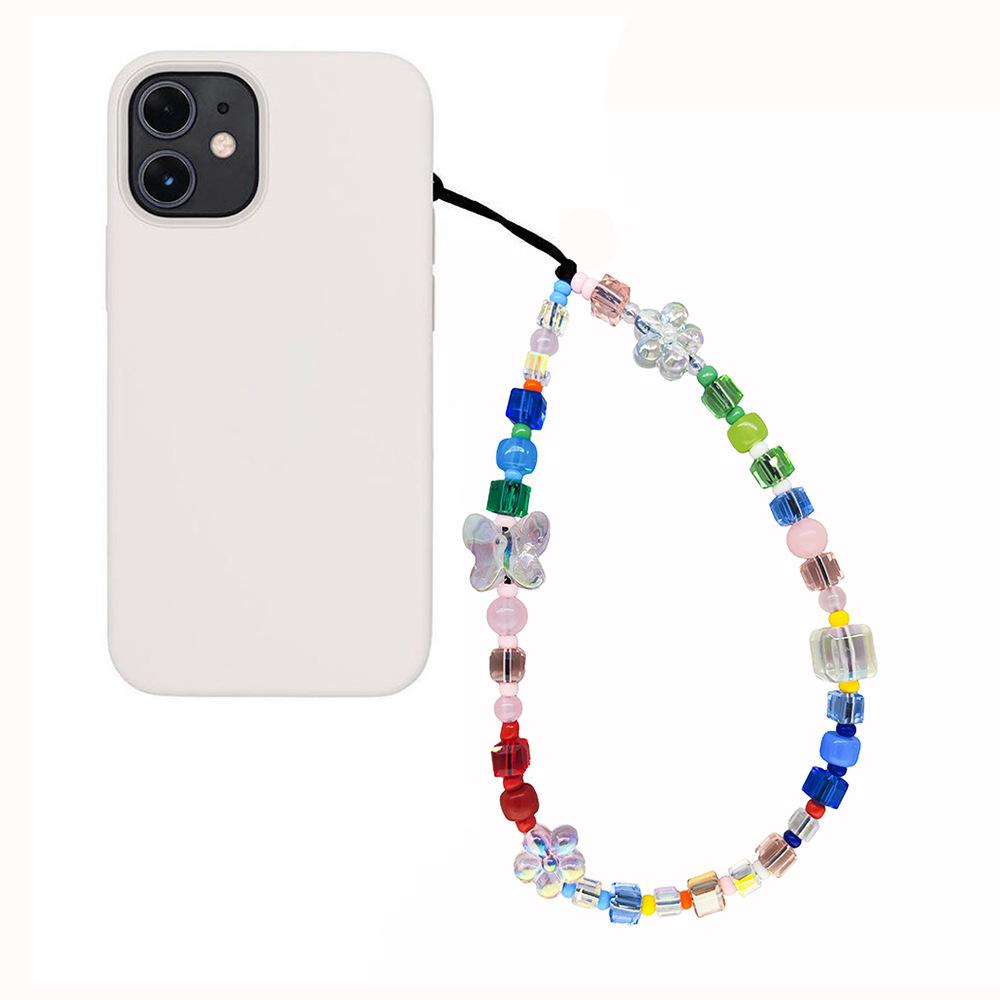 Hot Selling Mobile Phone Lanyard Rainbow Crystal Beaded Chain Customizable Style Phone case Strap Composite