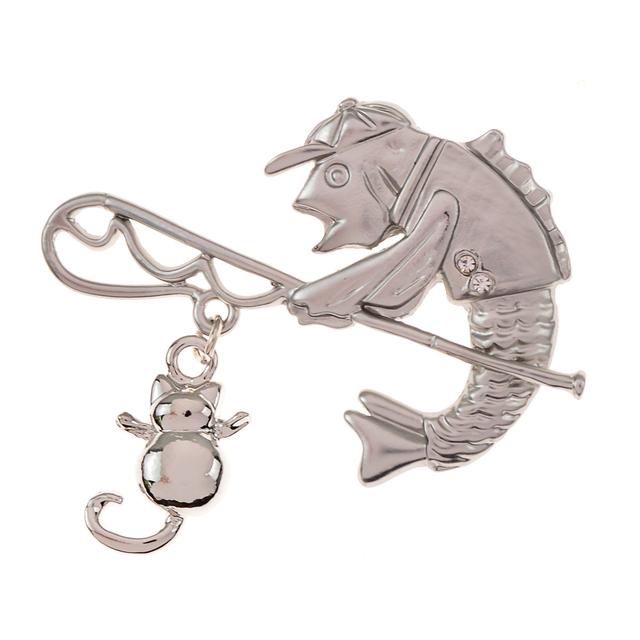 

Новая шляпа, подвеска в виде рыбы и кота, броши, винтажная металлическая 2-цветная брошь с домашним животным, милое животное, вечерние, офисная брошь, булавки, ювелирные изделия