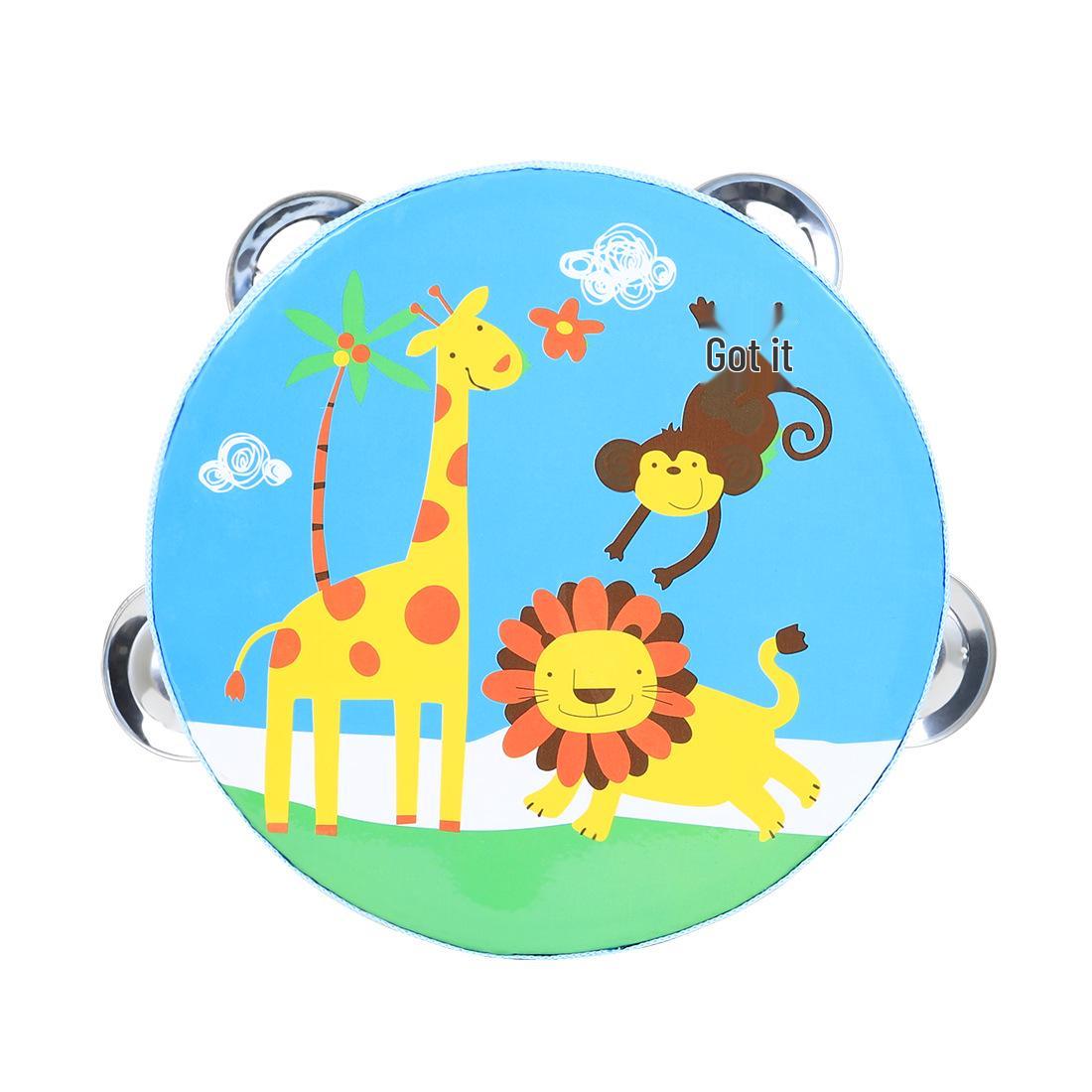 

Cartoon 6-inch Wooden Hand-Shaking Tambourine for Children s Performance and Early Education.