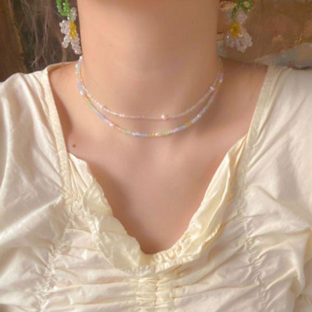 Transparent Necklace Choker Pearl Clear Beads Pippi Beads Ggd