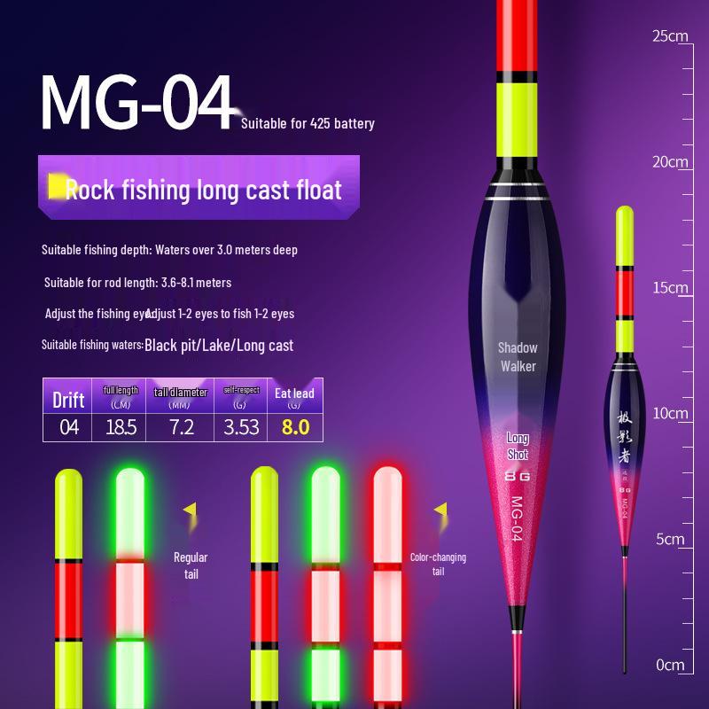Large Long Casting Rod with Luminous, Eye-Catching, Thickened A-Bo Float for Rock Fishing
