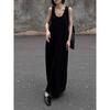 Big U-neck sleeveless vest knitted dress women's long minimalist high-end loose and thin seaside vacation dress