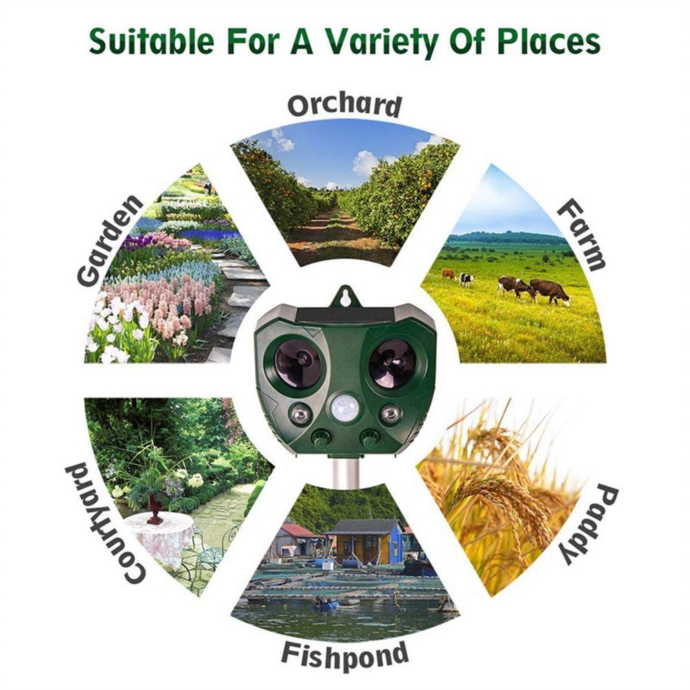 Outdoor Solar Powered Garden Cat Bird Ultrasonic Pest Control Dog Chaser Animal Repeller Repellent