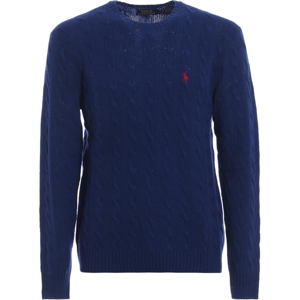 

Polo Ralph Lauren FW23 Маленький логотип пони вышитый круглый вырез свитер косичка мужской свитер темно-синий MNPOSWE16820142-410 XS