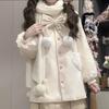 Cappotti da Donna Colletto alla Marinara a Contrasto Fiocco Monopetto Tasca a Cuore Dolce Riduzione dell'Età Versatile Cappotto di Lana Abbigliamento da Donna