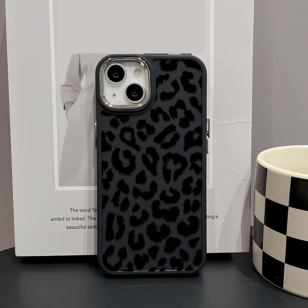 White Black leopard print phone case For iphone16E 16pro 15pro 14 13 12 11 7 8 XR XS 14plus Silicone Anti Fall Protective Cover