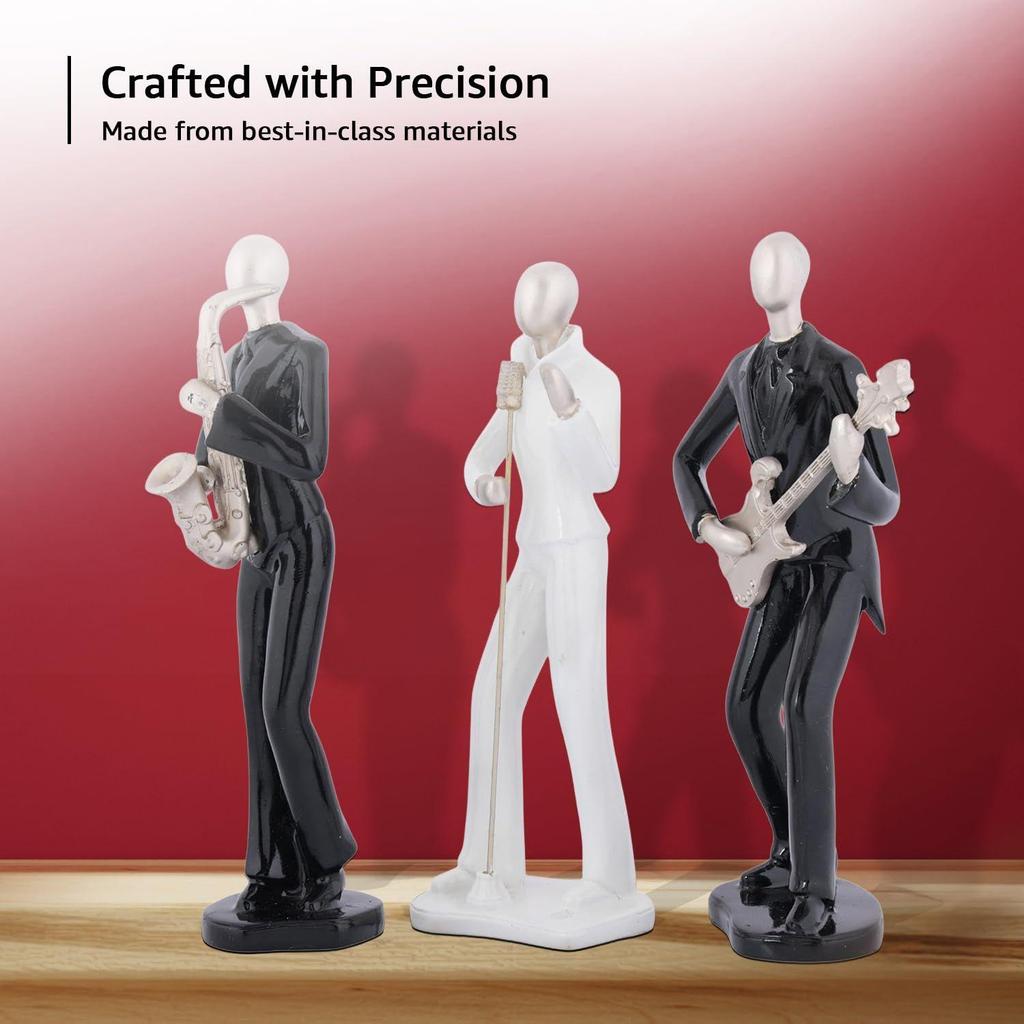 Harmonie in Bewegung Musiker-Set | Eine atemberaubende Hommage an Kunst & Melodie | Verleiht Ihrer Dekoration eine rhythmische Eleganz – 3er-Pack, Schwarz und Golden